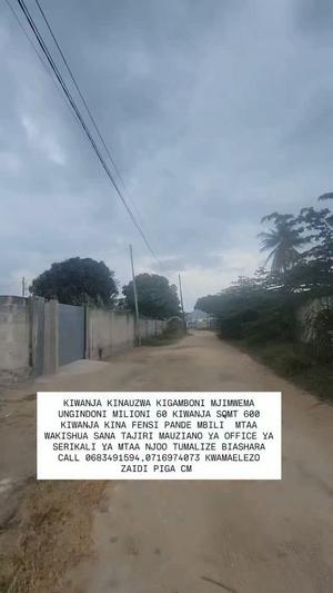 Kiwanja kinauzwa Kigamboni Mjimwema Ungindoni, Dar Es Salaam (600 sqm)