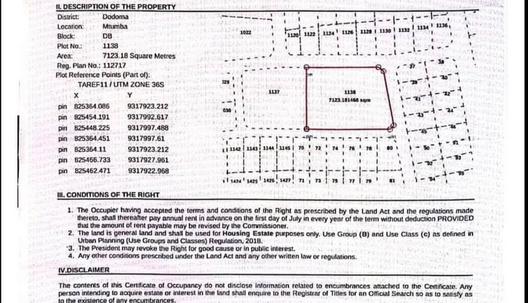Plot for sale in Mtumba, Dodoma sqm 7123