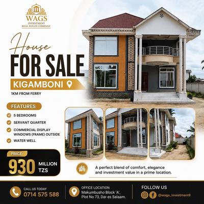 5 Bedrooms House for Sale in Kigamboni, Dar Es Salaam