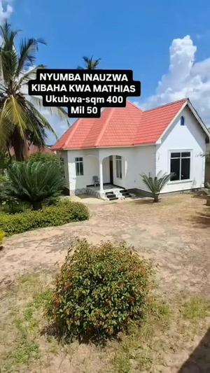 Nyumba ya vyumba viwili inauzwa Kibaha Kwa Mathias, Pwani (400 sqm) Nyumba ya vyumba viwili inauzwa Kibaha Kwa Mathias, Pwani (400 sqm)