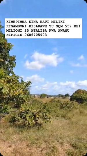 Kiwanja kinauzwa Kisarawe, Pwani sqm 557 Kiwanja kinauzwa Kisarawe, Pwani sqm 557