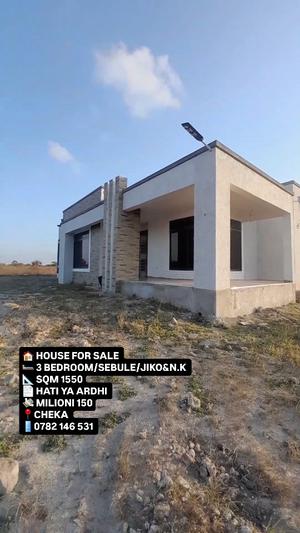 Nyumba ya vyumba vitatu inauzwa Kigamboni Cheka, Dar Es Salaam (1550 sqm)