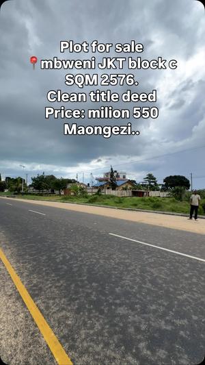 Plot for sale in Mbweni Jkt Block C, Dar Es Salaam sqm 2576