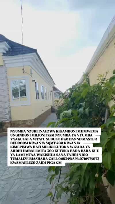 Nyumba ya vyumba vitatu inauzwa Kigamboni Mjimwema Ungindoni, Dar Es Salaam (400 sqm)