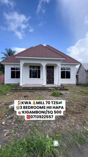 Nyumba ya vyumba vitatu inauzwa Kibada Mikwambe, Dar Es Salaam (500 sqm)