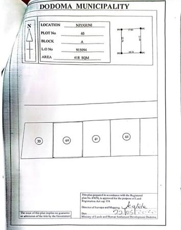 Plot for sale in Nzuguni, Dodoma sqm 418