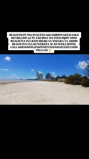 Beach Plot kinauzwa Gezaulole, Dar Es Salaam (4000 sqm)