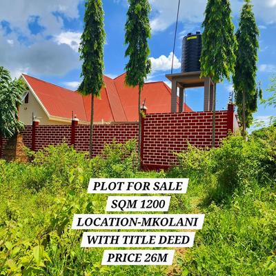 Plot for sale in Mkolani, Mwanza sqm 1200