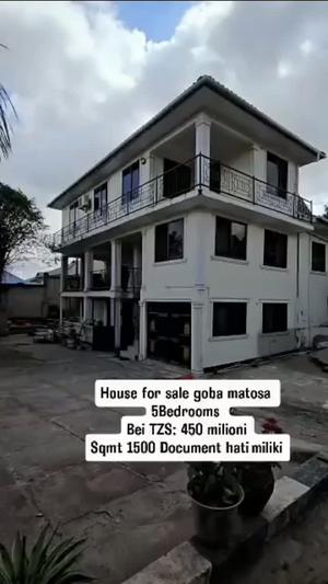 Nyumba ya vyumba vitano inauzwa Goba Matosa, Dar Es Salaam (1500 sqm) Nyumba ya vyumba vitano inauzwa Goba Matosa, Dar Es Salaam (1500 sqm)