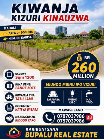 Plot for sale in Area D, Dodoma sqm 1300