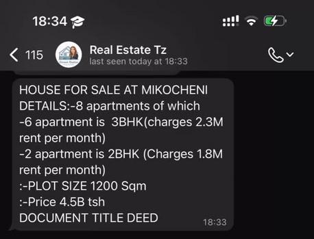 Apartment inauzwa Mikocheni, Dar Es Salaam (1200 sqm)