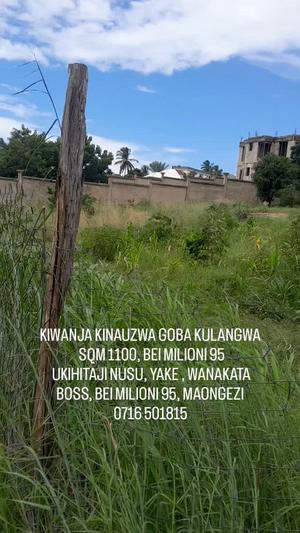 Residential Plot for Sale in Goba Kulangwa, Dar Es Salaam (1100 sqm)