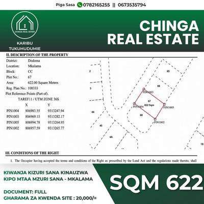 Kiwanja kinauzwa Mkalama, Morogoro sqm 622 Kiwanja kinauzwa Mkalama, Morogoro sqm 622