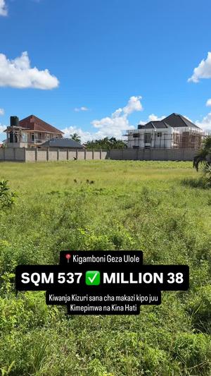 Plot for sale in Dar Es Salaam sqm 537 Plot for sale in Dar Es Salaam sqm 537