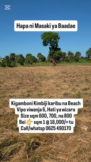 Beach Plots zinazouzwa Kimbiji, Kigamboni, Dar Es Salaam (600 sqm)