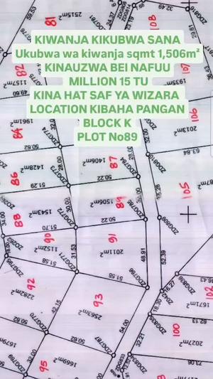 Plot for sale in Kibaha Pangani, Pwani sqm 1506