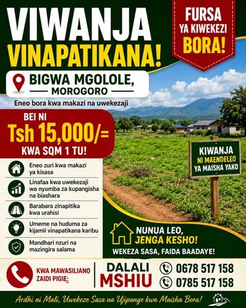Viwanja vinauzwa Bigwa Mgolole, Morogoro Viwanja vinauzwa Bigwa Mgolole, Morogoro
