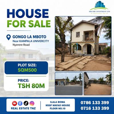 Nyumba inauzwa Gongo La Mboto, Dar Es Salaam (500 sqm) Nyumba inauzwa Gongo La Mboto, Dar Es Salaam (500 sqm)