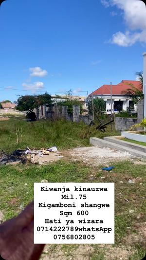 Plot for sale in Kigamboni Shangwe, Dar Es Salaam sqm 600 Plot for sale in Kigamboni Shangwe, Dar Es Salaam sqm 600