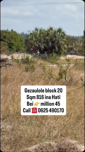 Kiwanja kinauzwa Kigamboni Gezaulole, Dar Es Salaam sqm 816 Kiwanja kinauzwa Kigamboni Gezaulole, Dar Es Salaam sqm 816