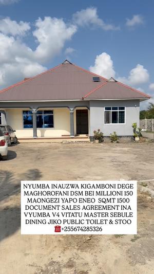 Nyumba ya vyumba vinne inauzwa Kigamboni Dege, Dar Es Salaam (1500 sqm)