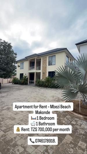 Apartment ya chumba kimoja inapangishwa Mbezi Beach Makonde, Dar Es Salaam Apartment ya chumba kimoja inapangishwa Mbezi Beach Makonde, Dar Es Salaam