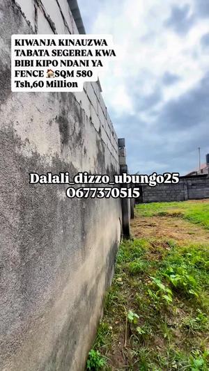 Plot for sale in Tabata Segerea Kwa Bibi, Dar Es Salaam sqm 580