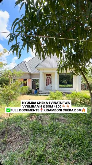 Nyumba ya vyumba vinne inauzwa Kigamboni Cheka – Leslam, Dar Es Salaam (10000 sqm)