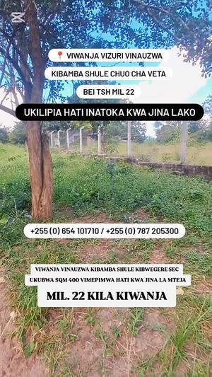 Viwanja vinauzwa Kibamba, Dar Es Salaam sqm 400