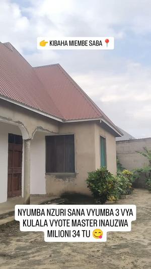 Nyumba ya vyumba vitatu inauzwa Kibaha Miembe Saba, Pwani (600 sqm)