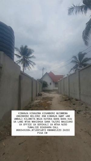 Residential Plot for Sale in Kigamboni Mjini Mwema Ungindoni, Dar Es Salaam (400 sqm)