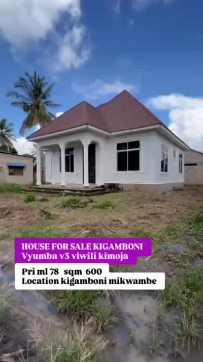 Nyumba ya vyumba vitatu inauzwa Mikwambe Kigamboni, Dar Es Salaam (600 sqm)