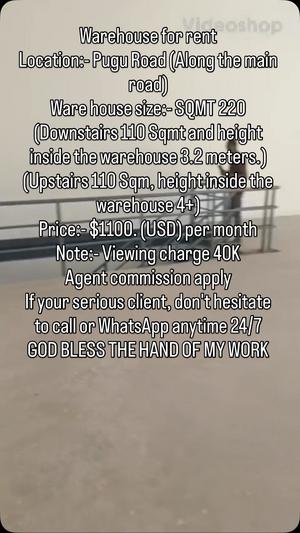 Warehouse for Rent in Pugu Road, Dar Es Salaam (220 sqm)