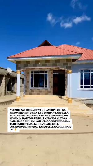 Nyumba ya vyumba vitatu inauzwa Kigamboni Cheka, Dar Es Salaam (700 sqm)