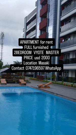 Apartment (Furnished) ya vyumba viwili inapangishwa Masaki, Dar Es Salaam