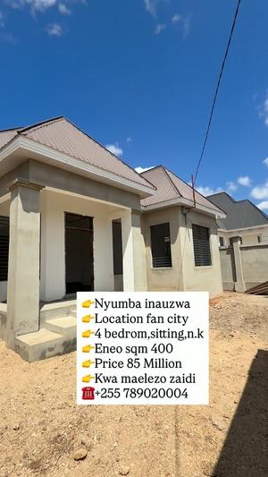 Nyumba ya vyumba vinne inauzwa Kigamboni Fan City, Dar Es Salaam (400 sqm)