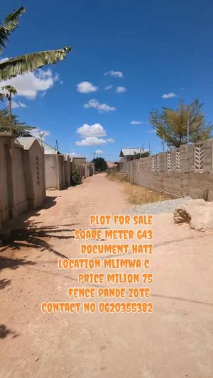 Residential Plot for Sale in Mlimwa C, Dodoma (643 sqm)