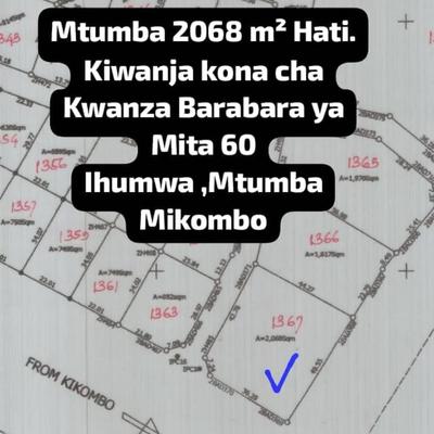 Residential/Commercial Plot for Sale in Mtumba Mji Wa Serikali, Dodoma (2068 sqm)
