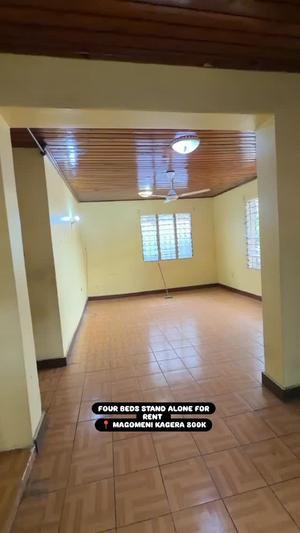 Nyumba/Apartment ya vyumba vinne inapangishwa Magomeni Kagera, Dar Es Salaam