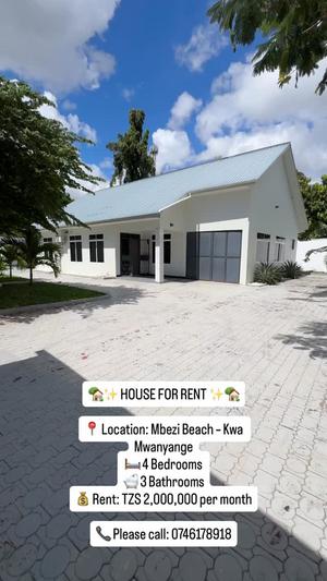 Nyumba ya vyumba vinne inapangishwa Mbezi Beach Kwa Mwanyange, Dar Es Salaam Nyumba ya vyumba vinne inapangishwa Mbezi Beach Kwa Mwanyange, Dar Es Salaam
