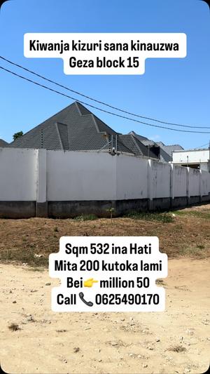 Plot for sale in Kigamboni Gezaulole, Dar Es Salaam sqm 532 Plot for sale in Kigamboni Gezaulole, Dar Es Salaam sqm 532