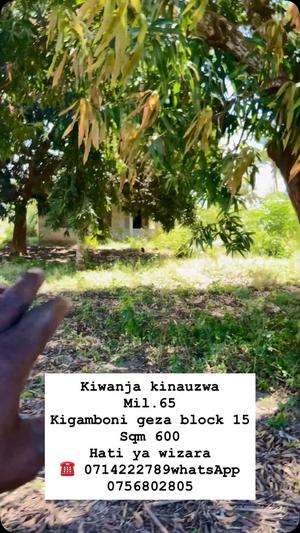 Plot for sale in Kigamboni Geza, Dar Es Salaam sqm 600 Plot for sale in Kigamboni Geza, Dar Es Salaam sqm 600