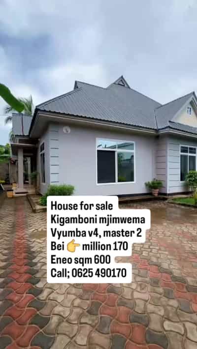 Nyumba ya vyumba vinne inauzwa Kigamboni Mjimwema Ungindoni, Dar Es Salaam (600 sqm)