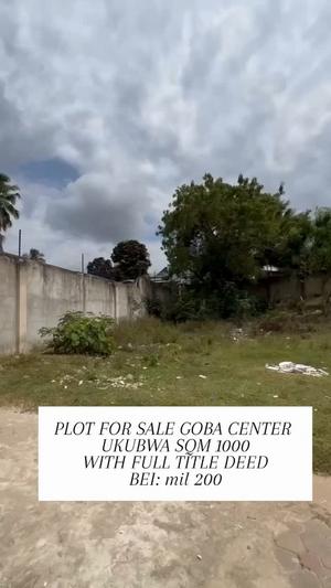 Plot for sale in Goba Center, Dar Es Salaam sqm 1000 Plot for sale in Goba Center, Dar Es Salaam sqm 1000