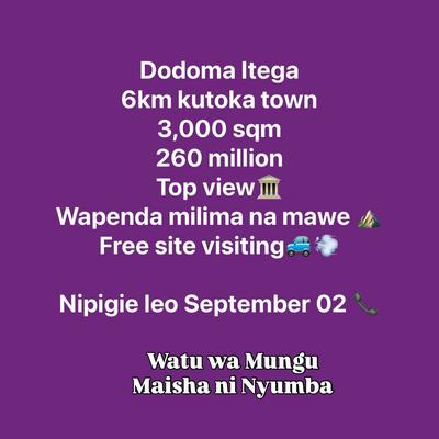 Kiwanja kinauzwa Itega, Dodoma (3000 sqm)