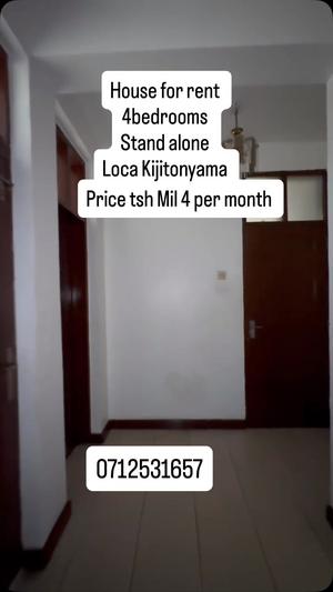 Nyumba ya vyumba vinne inapangishwa Kijitonyama Ushuani, Dar Es Salaam
