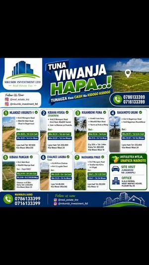 Viwanja vinauzwa Mlandizi Vikuruti, Pwani Viwanja vinauzwa Mlandizi Vikuruti, Pwani