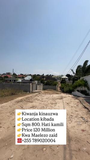 Kiwanja kinauzwa Kigamboni Kibada, Dar Es Salaam sqm 800
