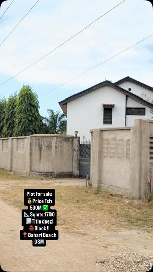 Plot for sale in Bahari Beach, Dar Es Salaam sqm 1700 Plot for sale in Bahari Beach, Dar Es Salaam sqm 1700