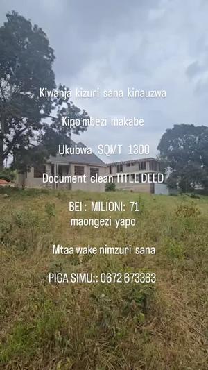 Kiwanja kinauzwa Mbezi Makabe, Dar Es Salaam sqm 1300